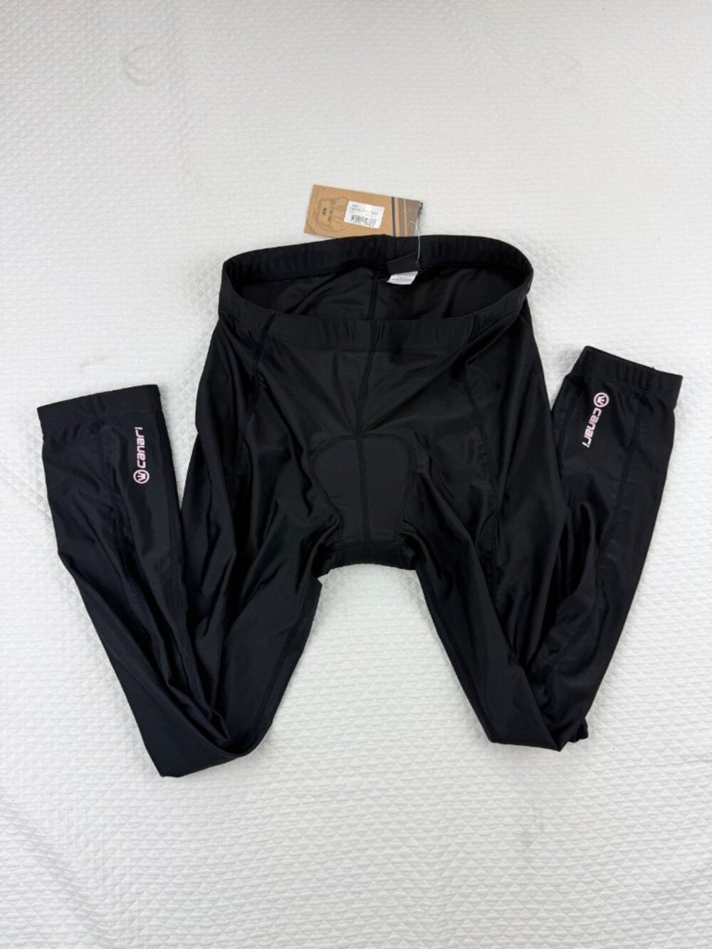 CANARI Bike Cycling Padded Tights Black Mens Large Veloce NWT elastic ankle